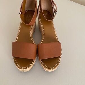Franco Sarto Raffia Espadrille Wedge - Cognac Brown